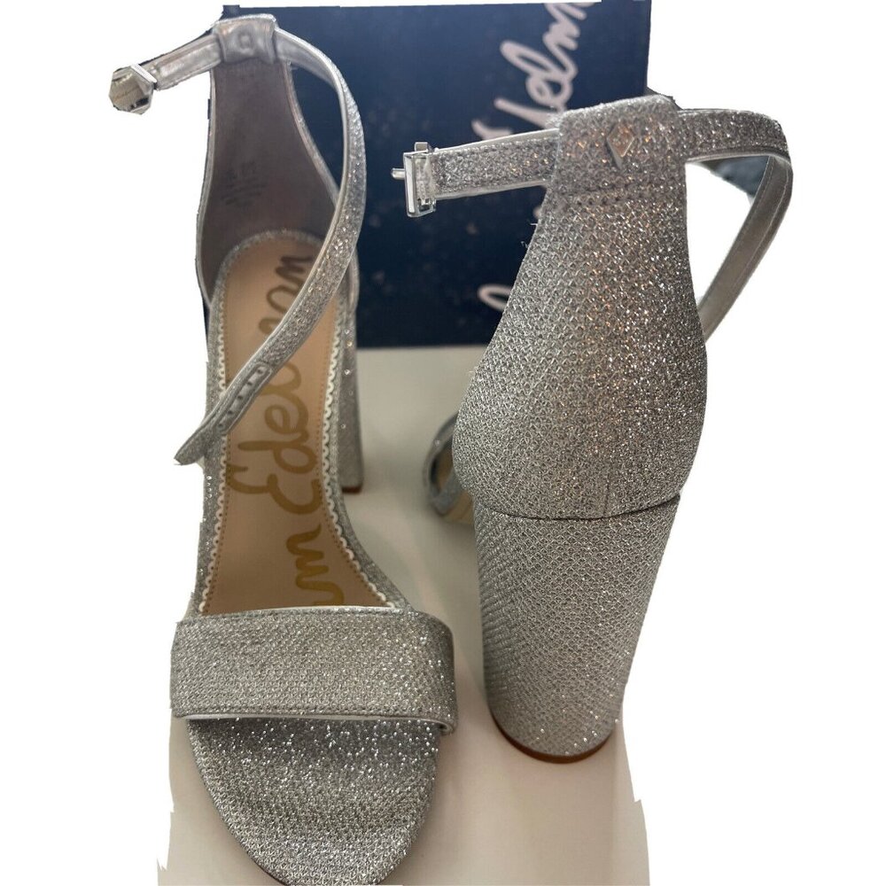 Sam Edelman Yaro Women's 9.5 Ankle Strap Blocked Heels Shoes Shimmer Bling - Picture 6 of 16